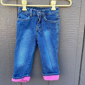 Place blue Jeans pink thick fleece lined baby girl size 24 months winter gear